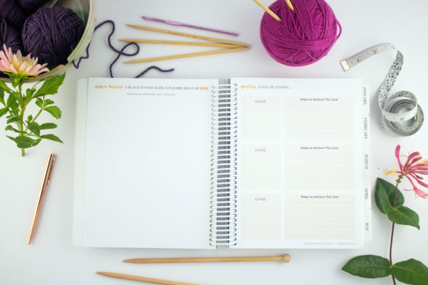The 2023 Knitter's Planner vision board and Goal setting